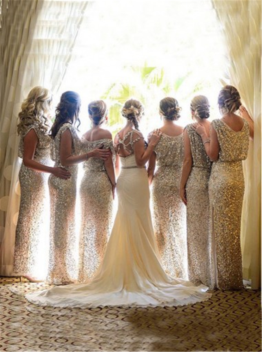 

Sheath Scoop Floor Length Sleeveless Silver Bridesmaid Dress With Sequins Open Back Long Guest Dress vestidos longos para formatura