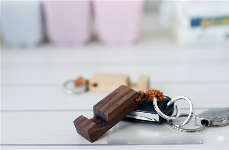 

2017 Wooden charm keychains mobile phone holder for bags