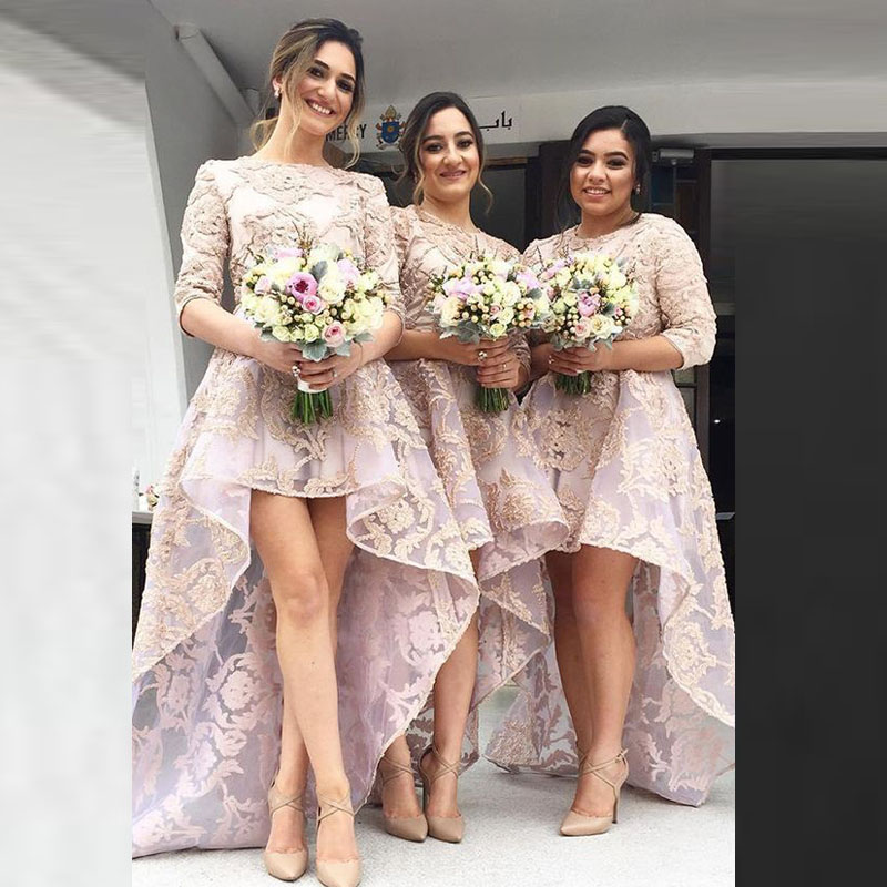 pastel orange bridesmaid dresses