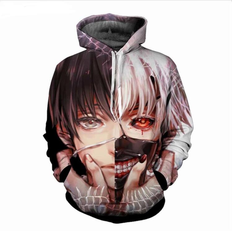Nouveau Mode Hommes / Femmes Hip Hop Style 3d Sweat-shirts Tokyo Ghoul Ken Kaneki Hoodies Automne Hiver Casual Imprimer Hooded Pulls Tops LMS003