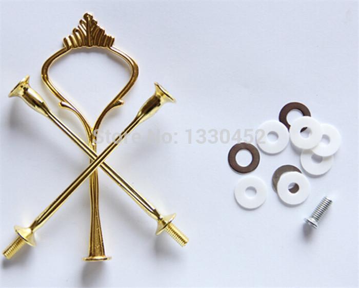 

50 sets/lot 3 Tier Cake Stands Plate Handle Fitting Silver gold Wedding Party Crown Rod