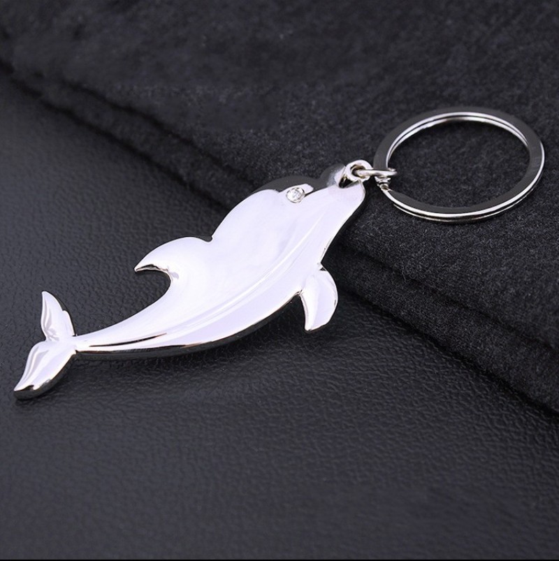 

New Zinc Alloy Dolphin Keychains Metal Lovely Creative car keys for men and women Gifts free shipping, Silver