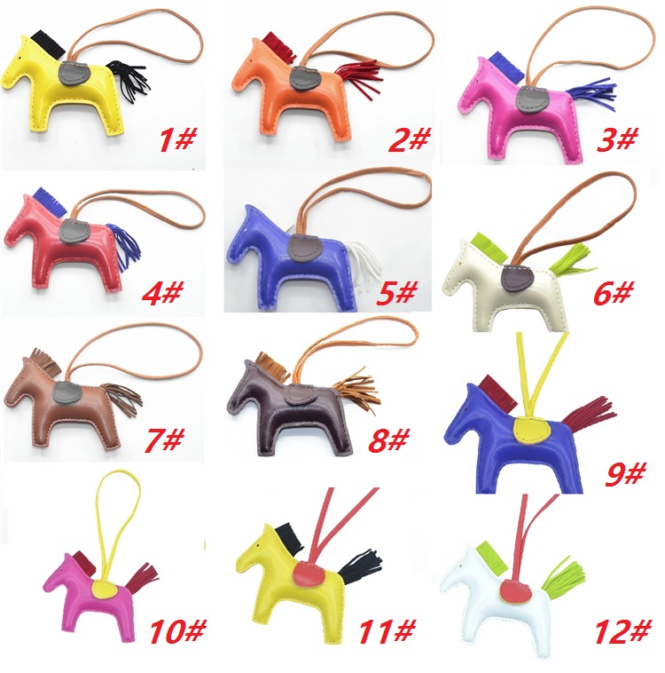 

New 12Colors Fashion Cute Women's Bag Pendant High-end Handmade PU Handbag Key Chains Tassel Rodeo Horse Bag Charm bag Accessories C032