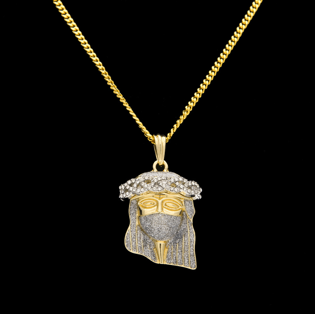 

New Arrivel Hip Hop Men's 18K Gold Plated Mask Jesus Charm Pendant Religious Catholic Jesus Face Piece Pendant Jewelry, Silver