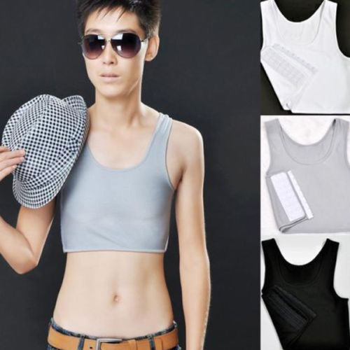 

Wholesale- Men' Buckle Short Chest Breast Vest Breathable Buckle Binder Trans Lesbian Tomboy Cosplay, White