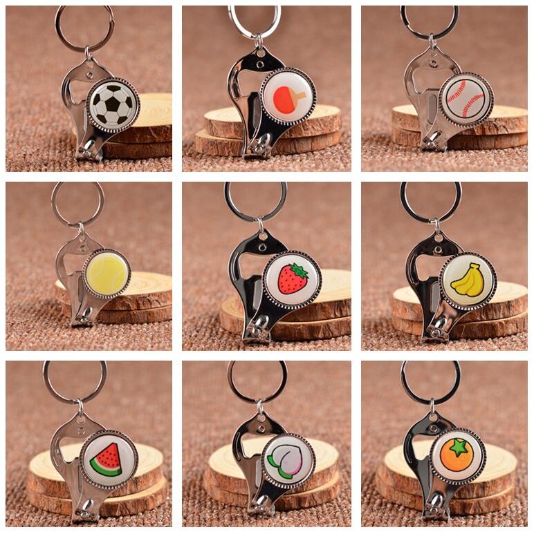 

Round small tools multi - function key chain Opener custom LOGO three - in - one fingernail KR162 Keychains mix order 20 pieces a lot