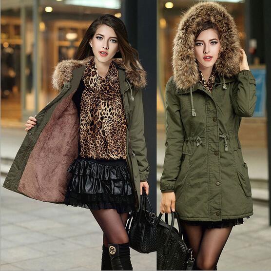 Winter Casual Coat Women Outdoor Long Fleece Down Jacket Warm Parka Hooded Fur Collar Thickening Cotton Parkas