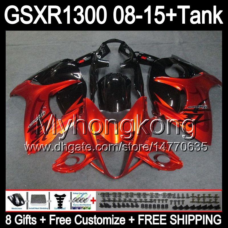 

8gifts For SUZUKI Hayabusa GSXR1300 2008 2009 2010 2011 gloss orange 14MY130 GSXR-1300 GSX R1300 GSXR 1300 2012 2013 2014 2015 black Fairing