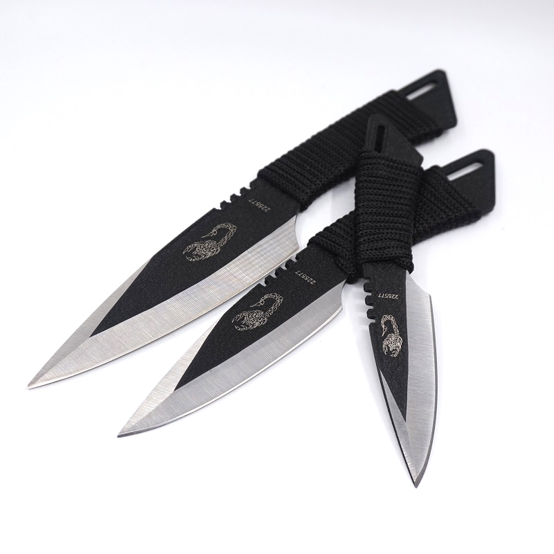 

Scorpion Diving Straight Knife Three-piece Outdoor Stainless Steel Fixed Blade Knives Survival Gear Legging Knife 3 Piece/Set