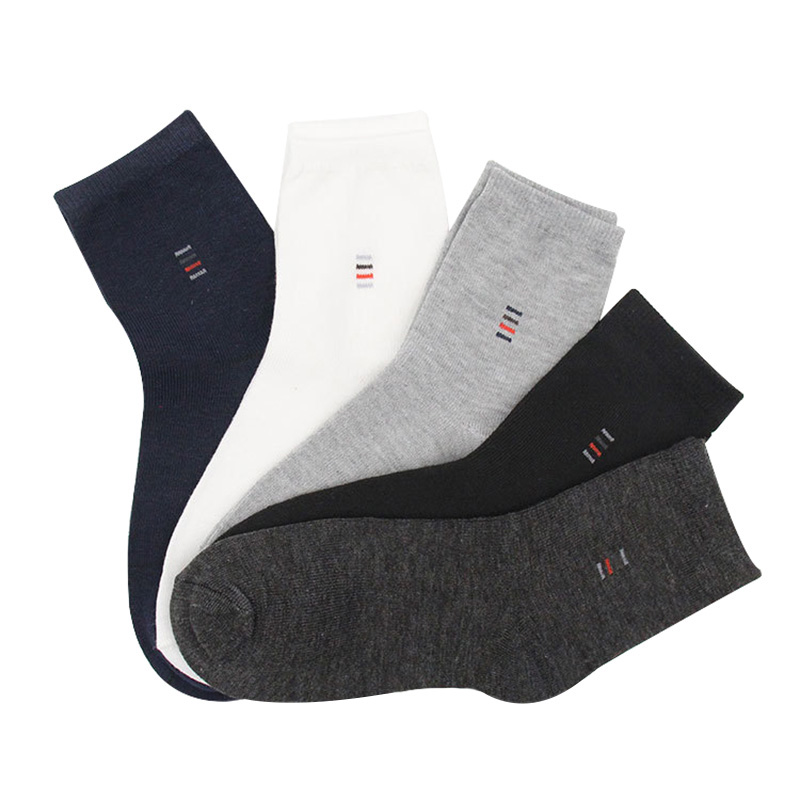 

Wholesale- 5 Pairs Men Socks Solid Color Cotton Classical Businness Casual Socks Summer Autumn Excellent Quality Breathable Male Sock meias, C white
