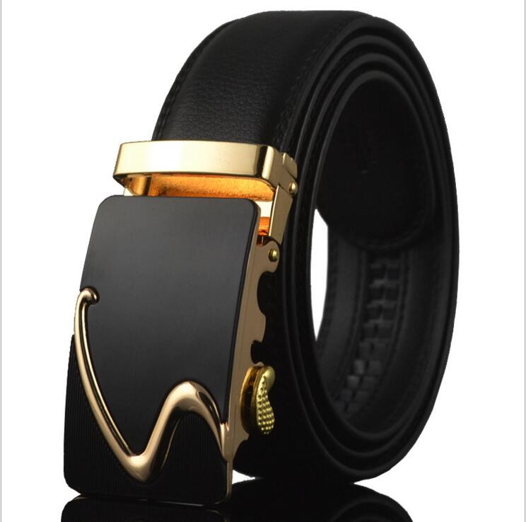 

2017 Luxury Men's Genuine Leather Automatic Buckle Black Waist Strap Belt Waistband