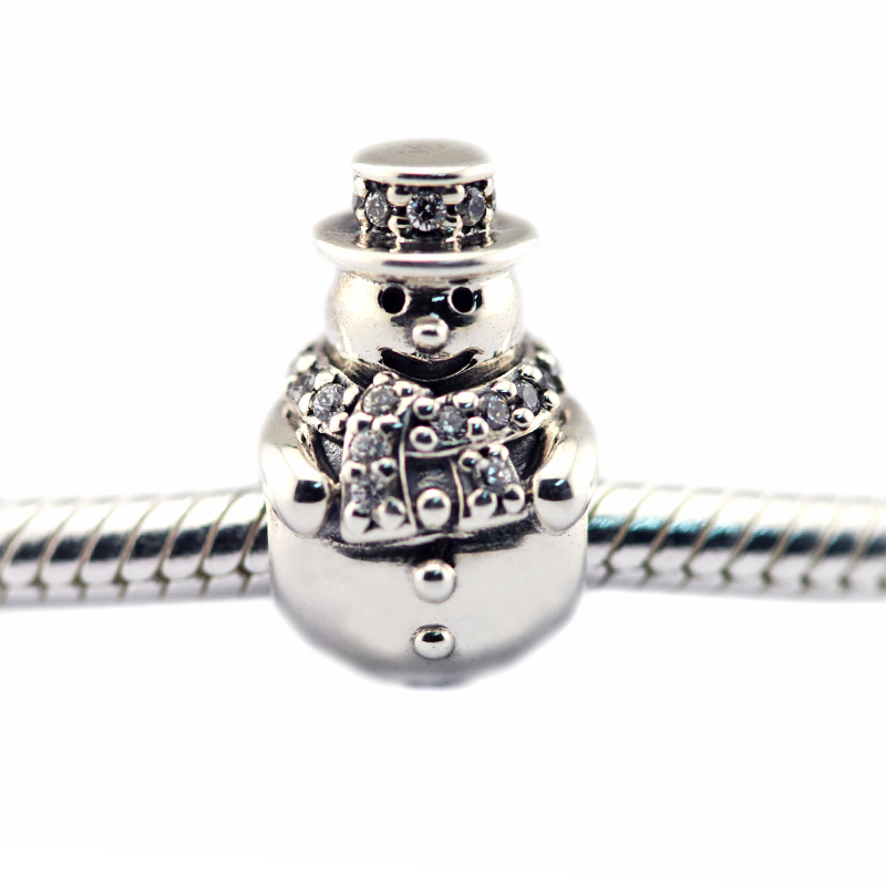 Snowman Clear CZ With Festive Sparkling Hat Bead Fits Pandora Bracelet & Necklace DIY Original 925 Silver Jewelry For Woman Wholeasle-image-393611715