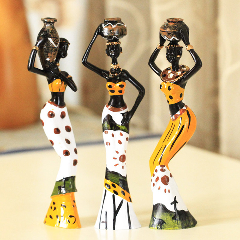 

3 African girls home decor resin figurine folk art Home decoration New home living room Decoration Crafts love Africa figurine