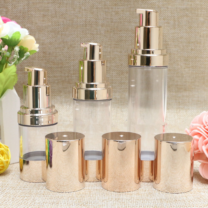 

Pale Gold Empty Cosmetic Container Airless Pump Plastic Bottles Makeup Tools Lotion Refillable Bottle 15ml 30ml 50ml F2017868