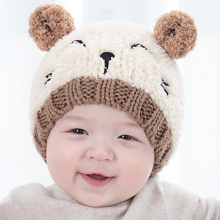 

New Autumn Winter Baby Cartoon Animal Ears Hat Kids Knitted Cap Girls Boys Warm Beanies Children Hats M67, Mixed color