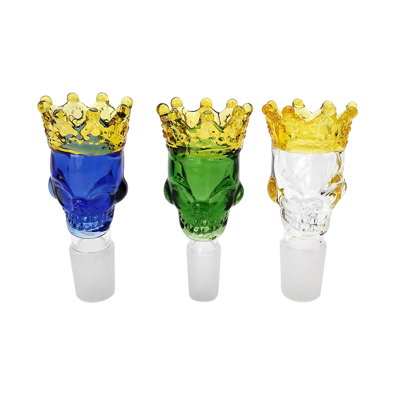 

King skull shape Tobacco bowl 14mm and 18mm male Joint colored smoking bowl for glass bongs