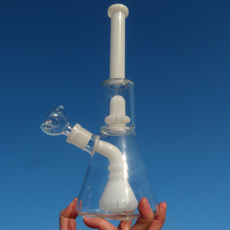 

Glass Beaker Bongs Showerhead Perc Bong 12 Inch Recycler Dab Rig Water Pipes Oil Rigs white Bubbler Smooth Pipe
