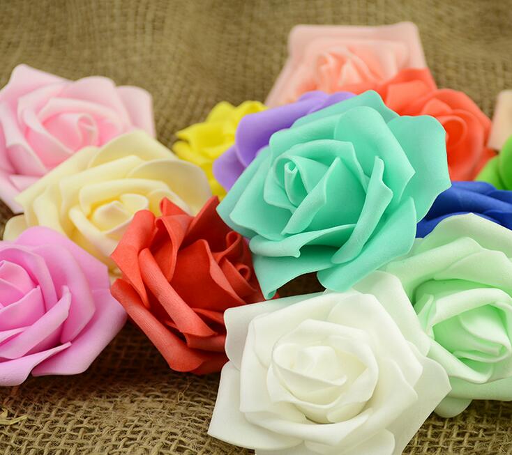 

7cm Artificial Foam Roses Flowers For Home Wedding Decoration Scrapbooking PE Flower Heads Kissing Balls Multi Color G57