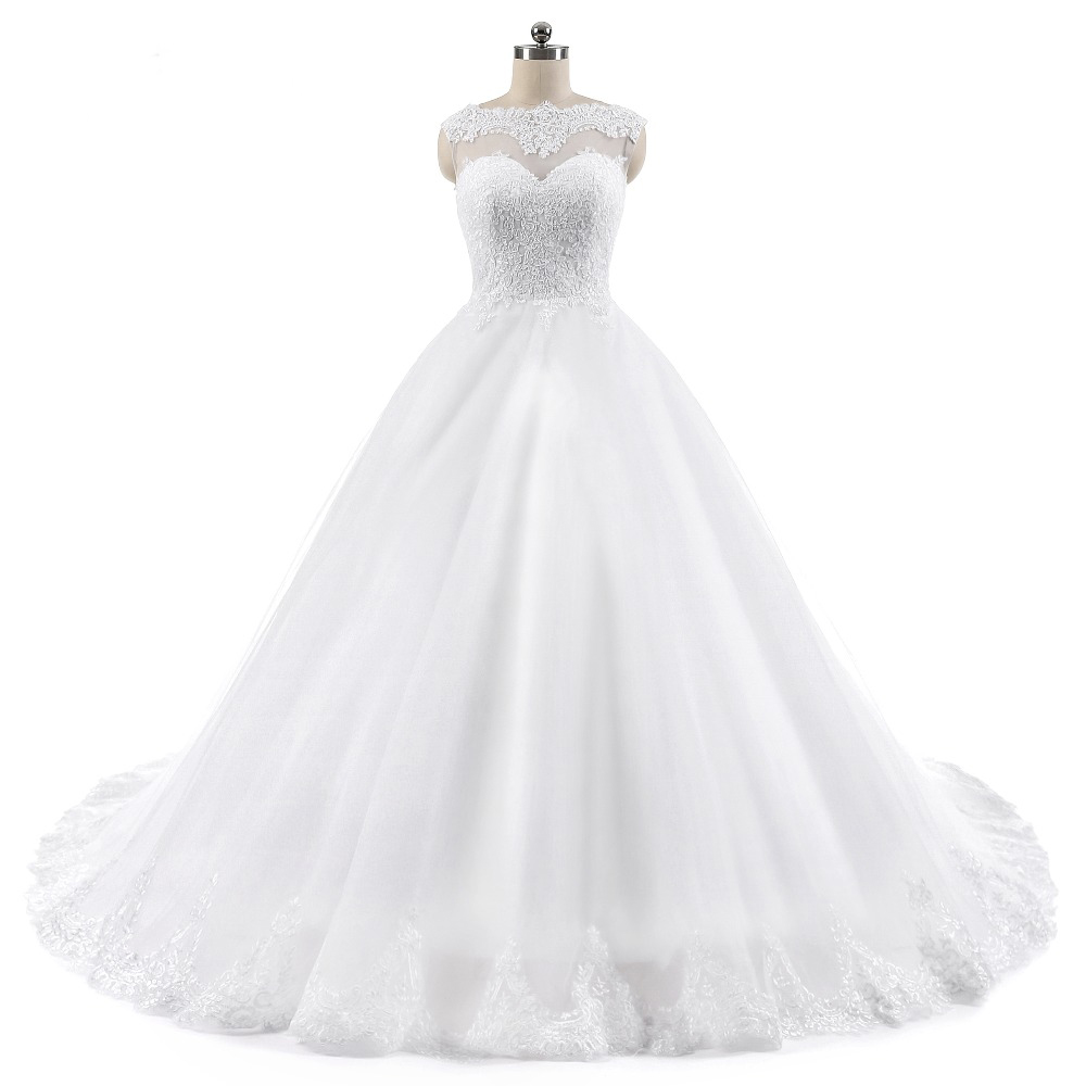 

Nice Ball Gown Wedding Dresses Lace Appliques Bridal Gowns Cheap Vestido De Novias Princess Luxury Cathedral Train, Same as image