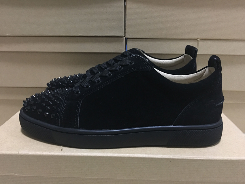Black Suede Casual Flats Shoes with Spiked Toe For Men Women Low Cut Luxury Party Designer Sneakers Unisex size36-46 "With Box"