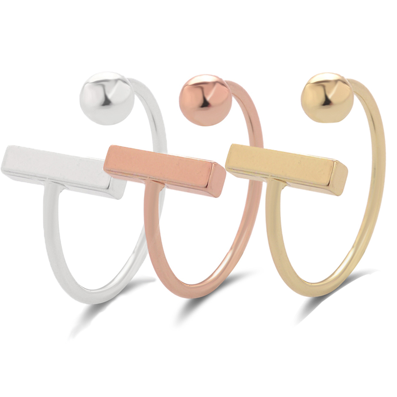 

Factory Price New Simple Bar And Tiny Ball Rings Silver Gold Rose Gold Plated Adjustable Rings For All Women Girl Can Mix Color EFR034