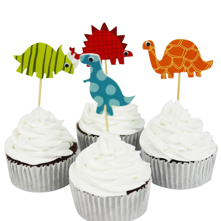 

240pcs colorful dinosaurs cupcake toppers for kids party birthday