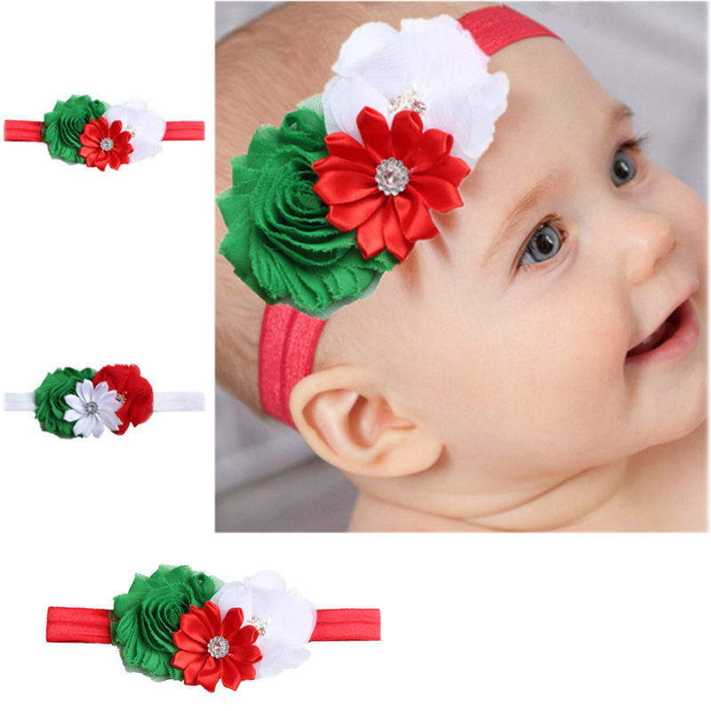 

Baby Hair Accessories Cute Fabric Flowers Headband Girls Fashion Elastic Hairbands Children Christmas Party Dress Up Xmas Gifts, As picture