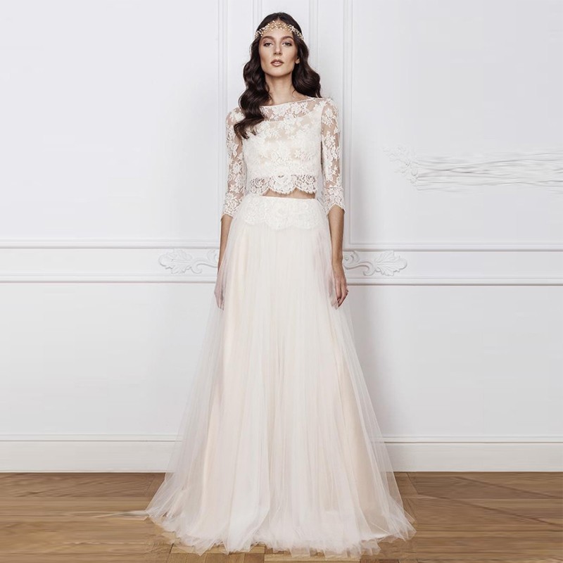 2 piece beach wedding dress