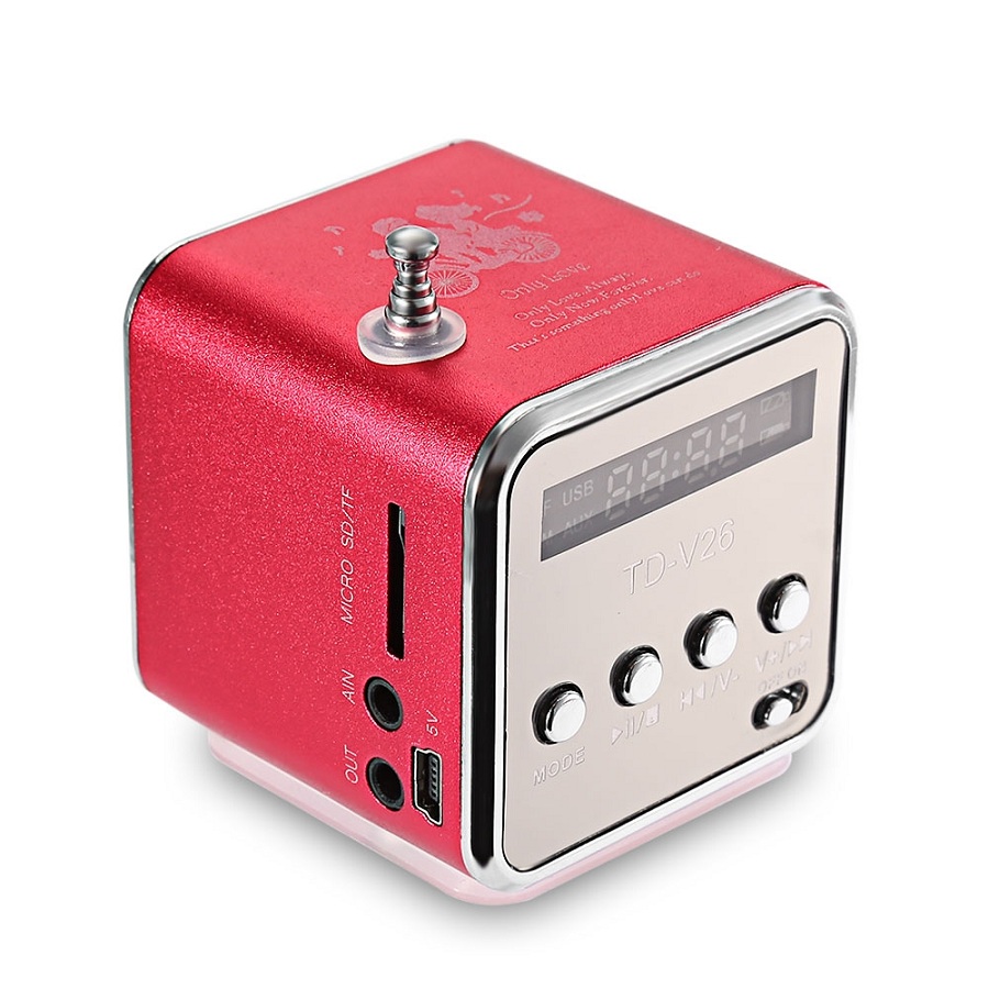 Td V26 Mini Speaker Portable Fm Radio Mic Sd Tf Usb Mp3 Led Digital Music Player Audio Player Docks Mini Speakers Consumer Electronics