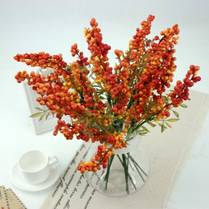 

Simulation berry tree branches Home simulation wholesale fake flower wedding flower decoration, Yellow