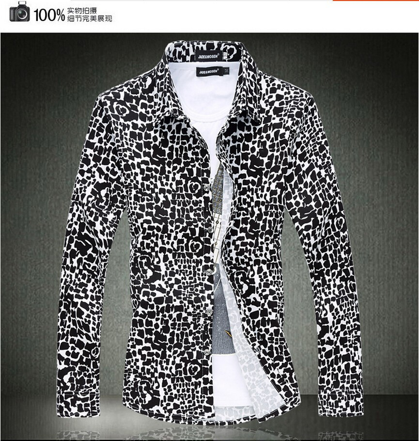 

Wholesale- 2015 4XL 5XL 6XL 2015 spring men shirt leopard camisa masculina chemise homme long sleeve casual-shirt for mens dress shirts, Tu se