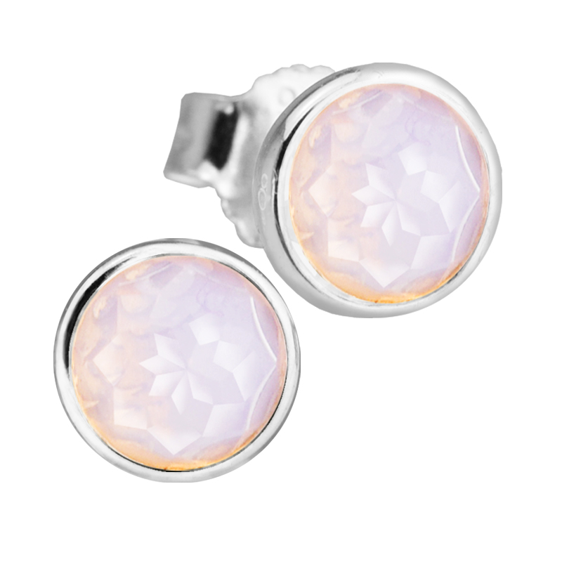 2017 October Droplets Silver Earrings With Opalescent Pink CZ 100% 925 Sterling Silver Jewelry DIY
