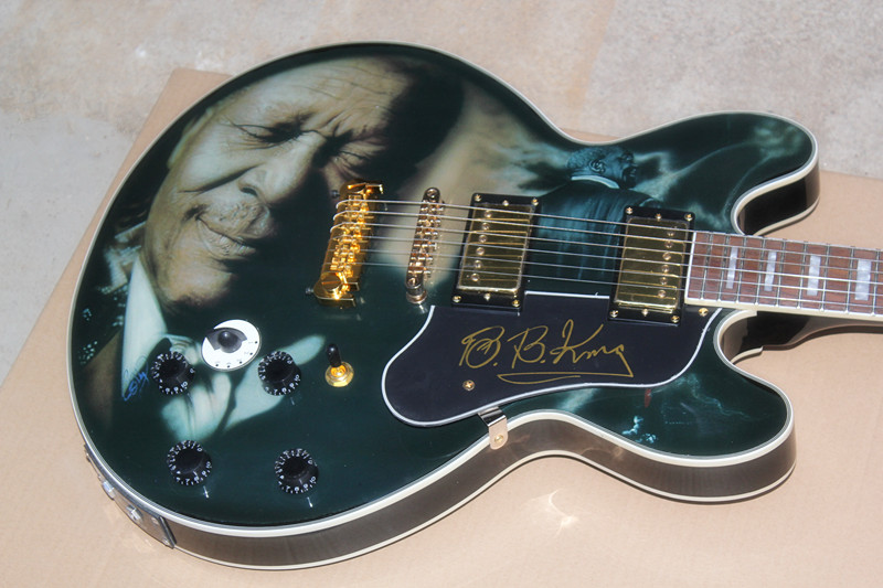 

Hot Sale Jazz Hollow ES Electric Guitar B.B.King Siganture Archtop Body Chinese Musical Instrument Black Speed Knobs Gold Hardware