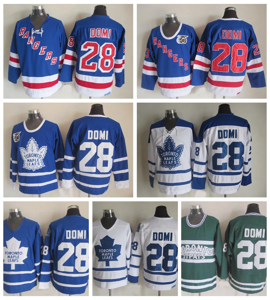 

Toronto Maple Leafs Tie Domi Hockey Jerseys 2002 CCM Vintage 28 Tie Domi Jersey New York Rangers Cheap Stitched 75th Patch, Maple leafs 75th blue