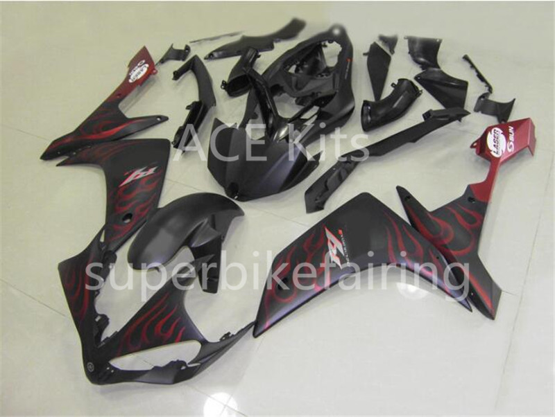 

3 free gifts Complete Fairings For Yamaha YZF 1000 YZF R1 2007 2008 Injection Plastic Motorcycle Full Fairing Kit Black Red flame As
