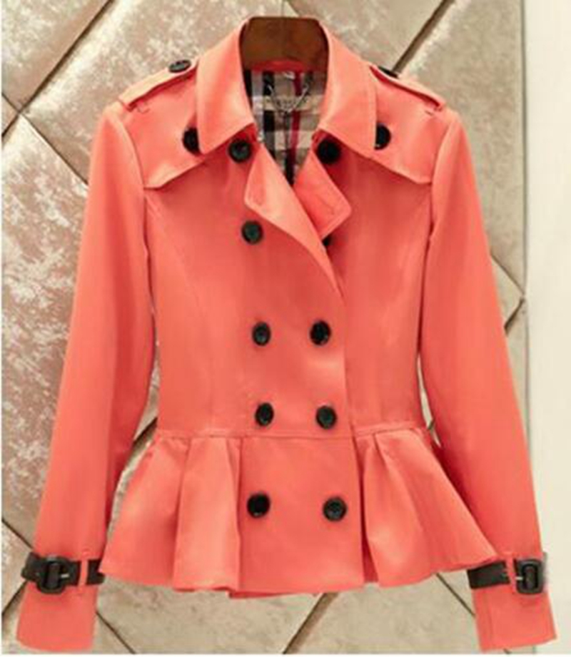 Women in the spring and autumn short leisure fashion hot style fine double-breasted trench coat lapels / S-3XL