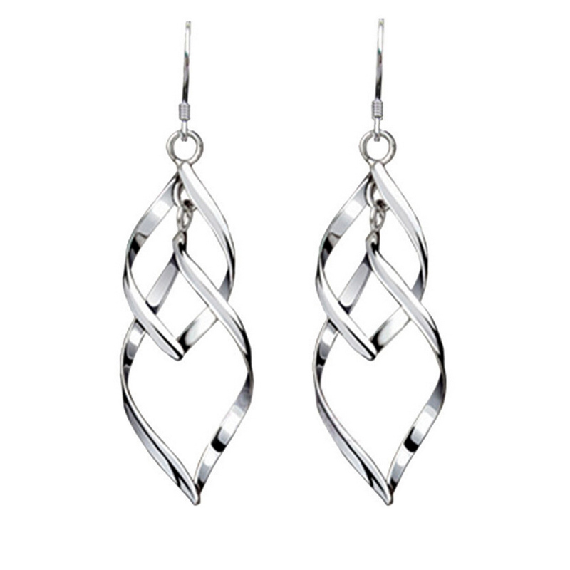 Simple Fashion Spiral Dangle Drop Earrings for Women Gold Silver Plated Jewelry Lady Party Gifts Wholesale