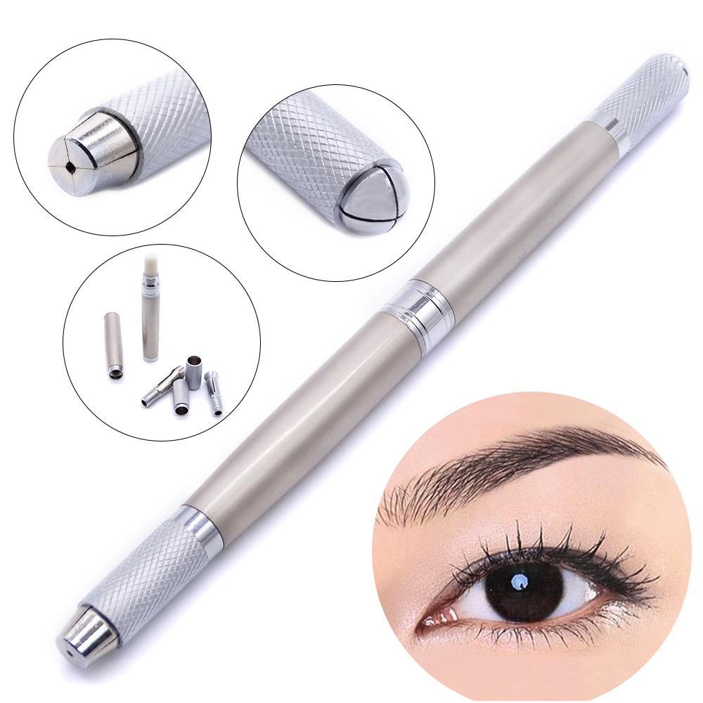 

1 Pcs Dual-head Manual Tattoo Gun 100% Stainless Steel Microblading Tebori Pen Permanent Makeup Fog Eyebrow Machine Pen