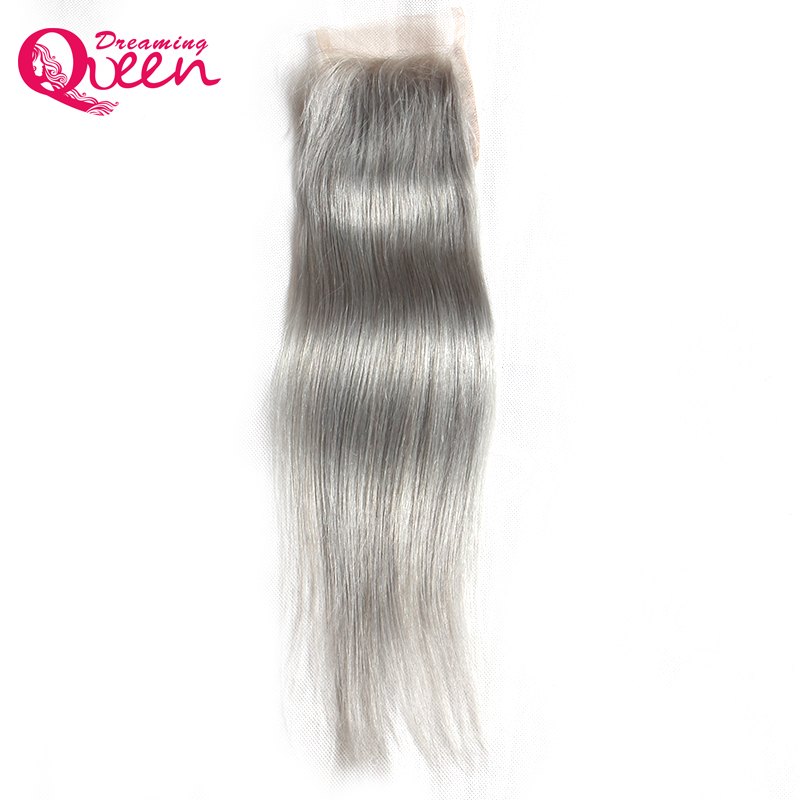 

Grey Straight Lace Closure Ombre Brazilian Virgin Human Hair 4x4 Lace Closure With Baby Hair Gray Color Hair Closure Best Quality