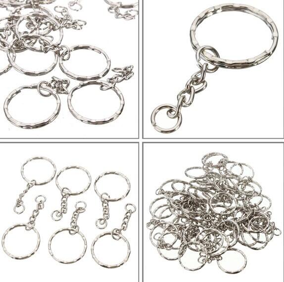 

Blanks Plated Silver Keychain Findings Split Rings 4 Link For Keys Car Bag Key Ring Handbag Couple Key Chains Gifts Jewelry Accessories DIY
