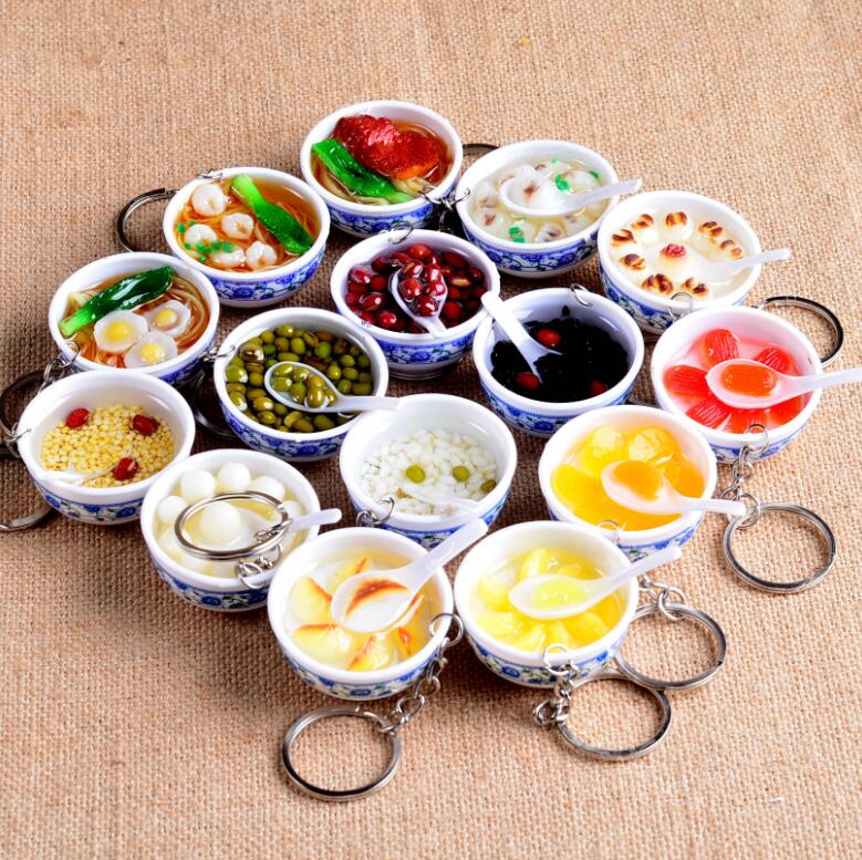 

New arrival Food blue and white porcelain bowl pendant creative gift key ring KR160 Keychains mix order 20 pieces a lot