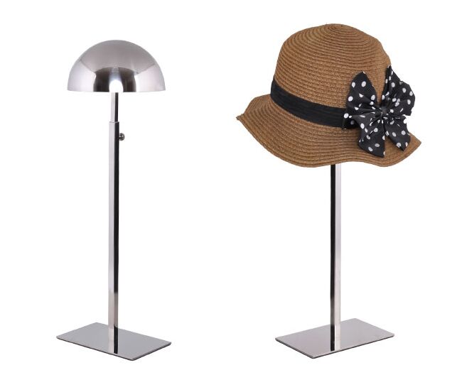 

Free shipping hat display stand high quality stainess steel cap display rack adjustable metal men women's wig hairpiece holder showing stand
