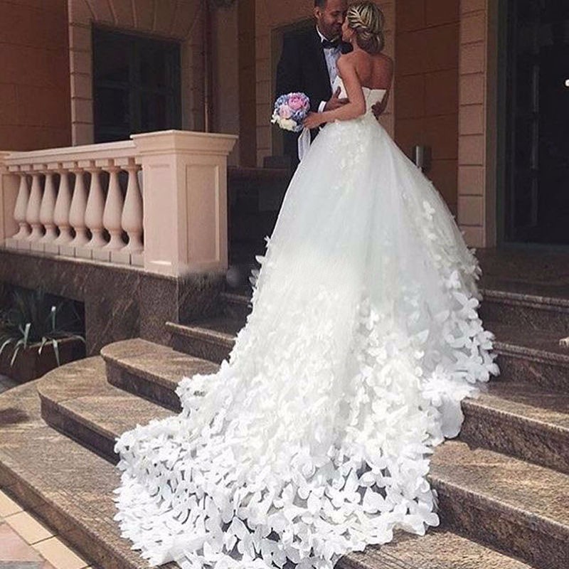 

Ball Gowns Wedding Dress 2022 Handmade Butterfly Sweetheart Cathedral Train Dainty Bridal Wedding Gowns Dresses vestido de noiva, Black