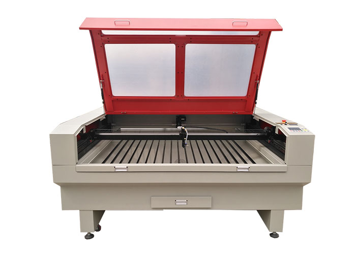 

1612 150W CO2 laser cut machine.T-blade table used for ABS , acrylic ,cloth ,leather and other non-metallic materials