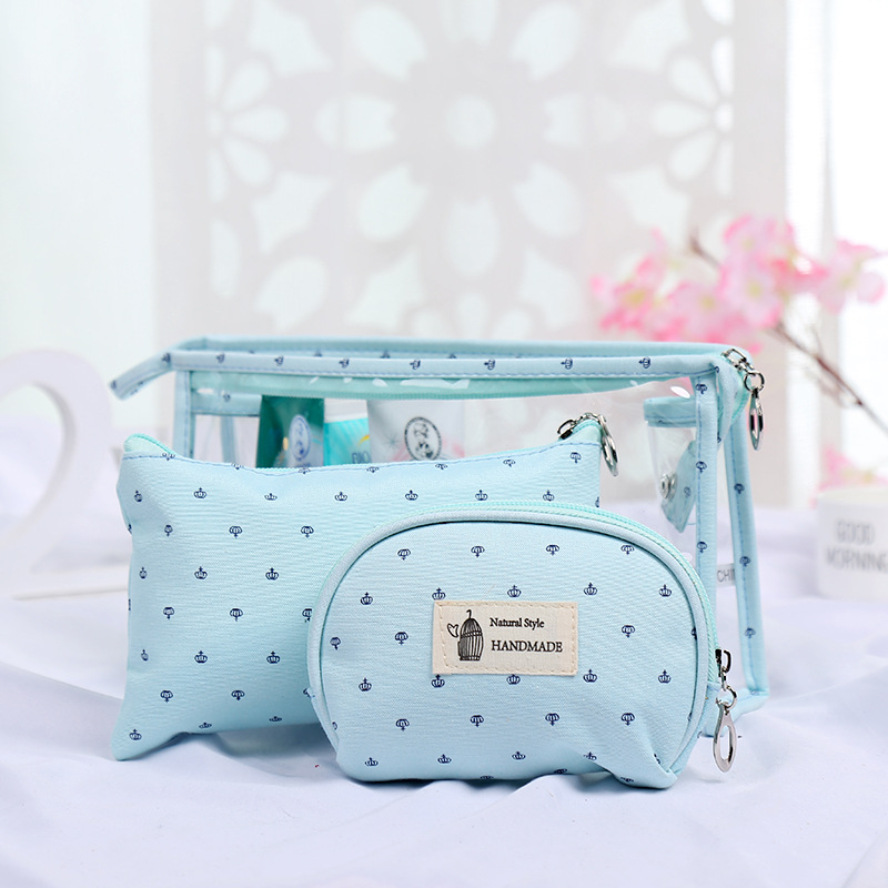 

3sets 2017 Women 6colors crown Decoration Cosmetic Bags Travel 3pcs set zipper pvc bags Fashion Storage pocket, Purple