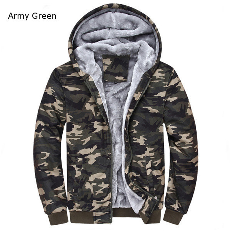 

Wholesale- Winter Warm Mens Camouflage Coat Casual Hoodies Thickened Fleece Zipper Tactical Camo Jacket Army Green ;Chaqueta Militar Hombre, Amy green