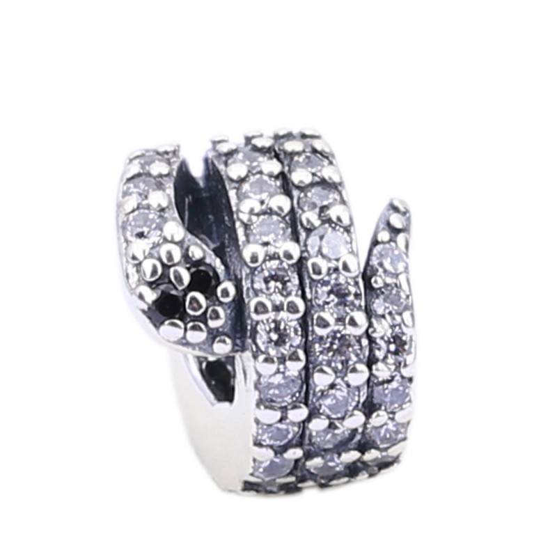 

Majestic Snake Charms Bead Authentic 925 Sterling-Silver-Jewelry Pave Crystal Animal Beads DIY Fashion Bracelets Jewelry Making, Black