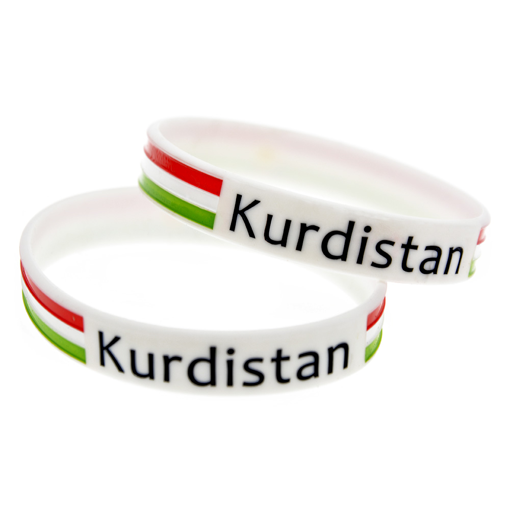 

1PC Kurdistan Flag Logo Silicone Wristband White Adult Size Soft And Flexible Great For Dairly Wear