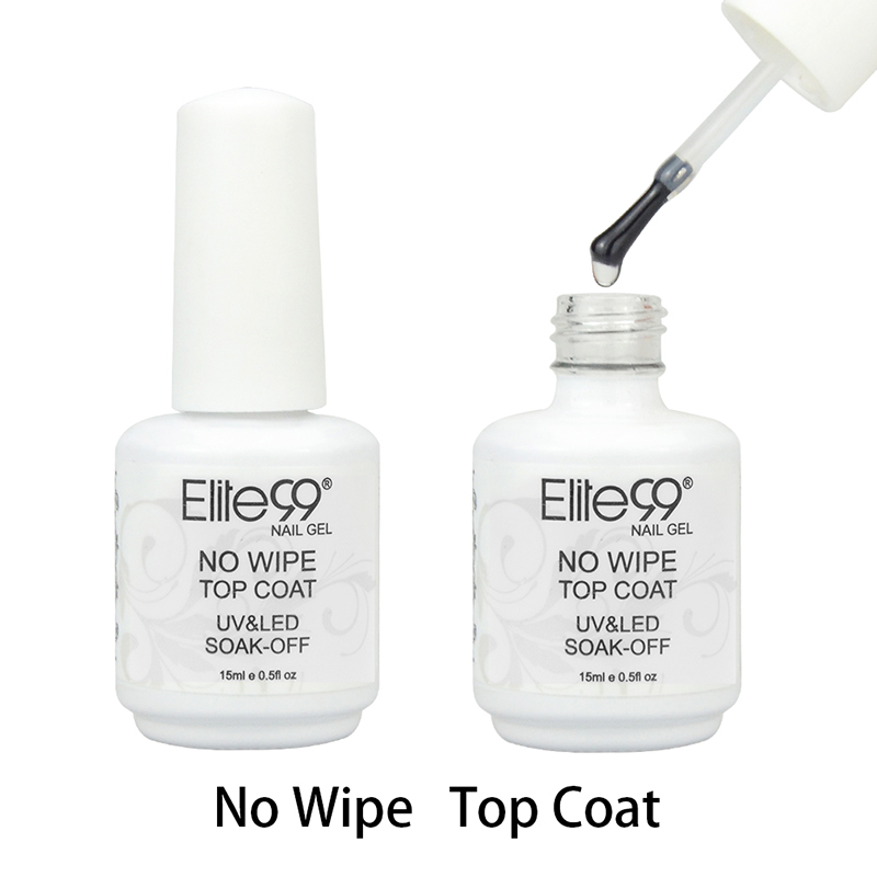 

Wholesale-Elite99 15ML No Wipe Top Coat Long Lasting No Sticky Gel Nail Cover UV/LED Non Cleansing Top Coat free shipping, As picture