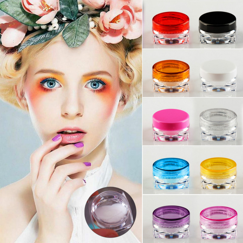 

Wholesale 100pcs/lot Travel Cosmetic Sample Containers 5g Plastic Pot Jars Cosmetic Container Travel Sample Case 10 Colors